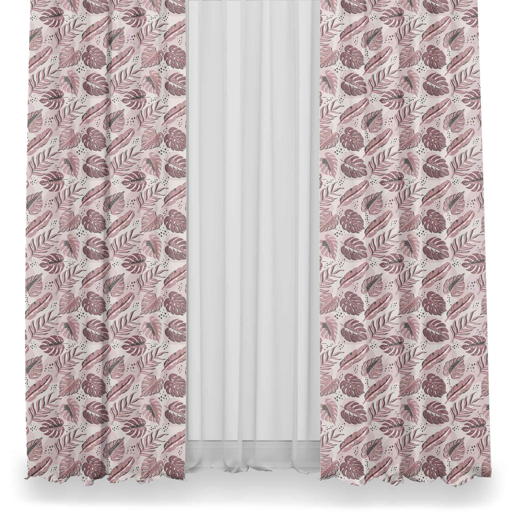 Pink Exotic Leaves-Tablecloth Fabric