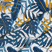 Blue Gold Leaves-Flat Microfiber