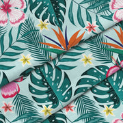 Neon Exotic Flowers-Flat Microfiber
