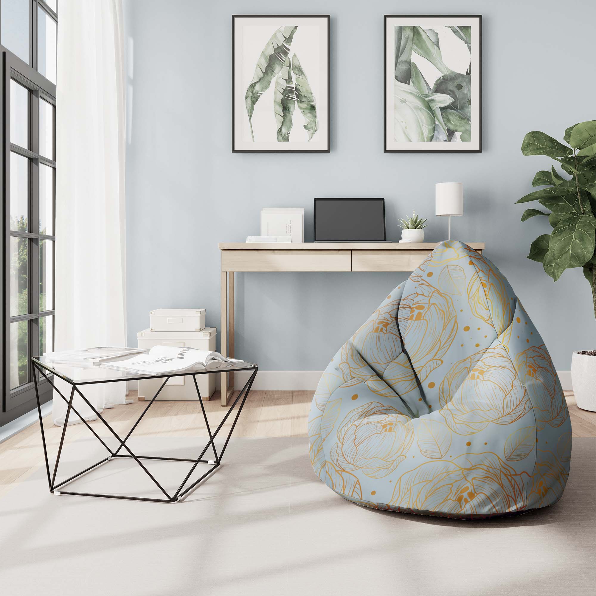Puf Pearshape Dreaming Flowers-M-Oxford