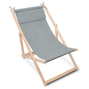 Wooden Deck Chair with Cushion Linen Imitation Light Grey
