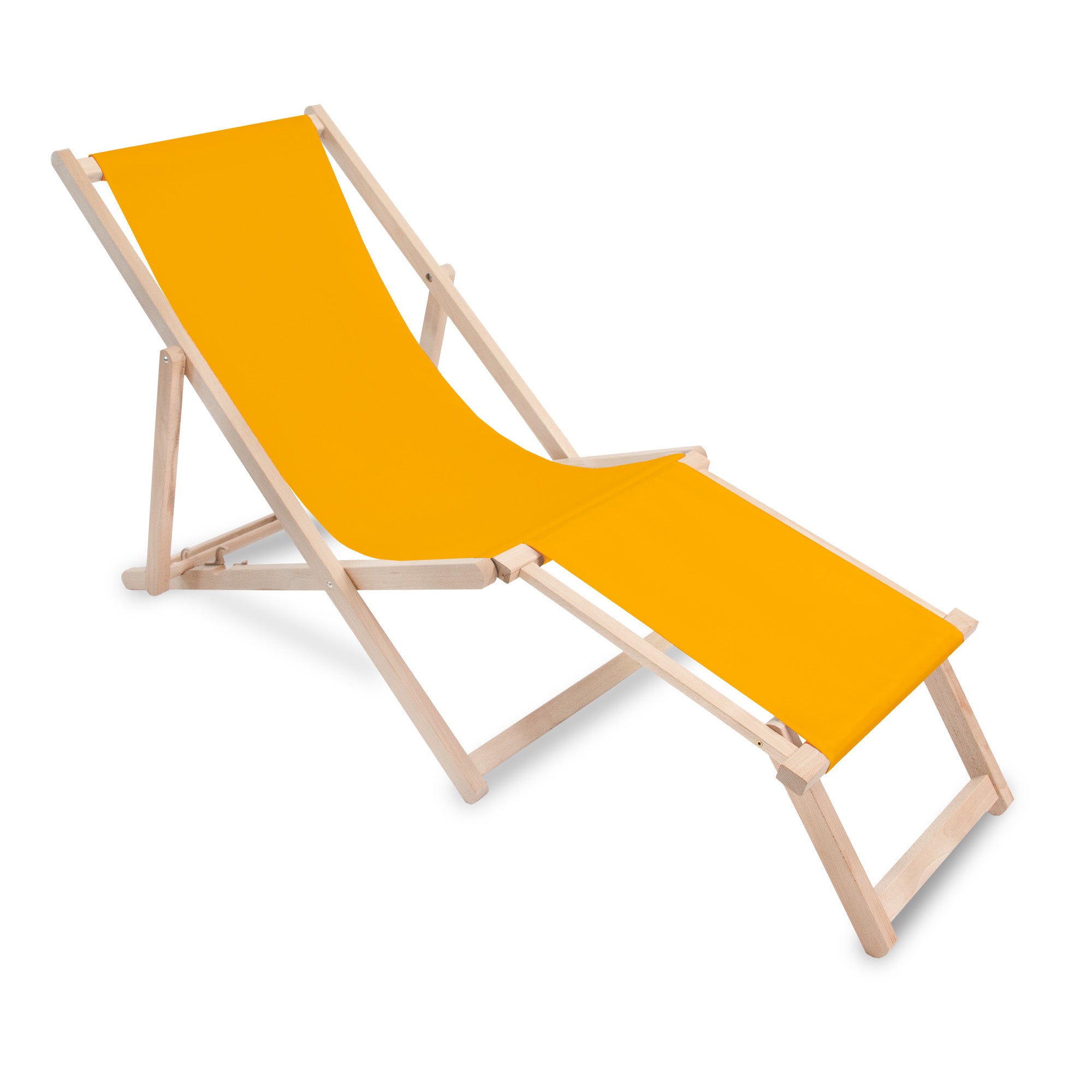 Wooden deck chair with footrest Mango