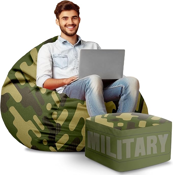 Paradise Sitzsack mit Fußhocker Military-Oxford
