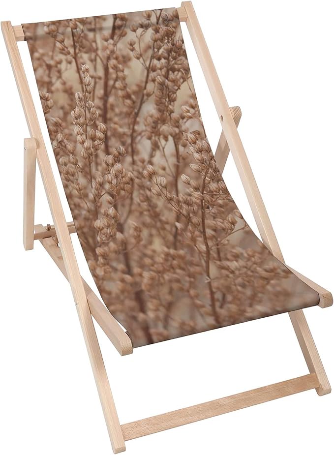 Vintage Wooden Deck Chair Brown Boho