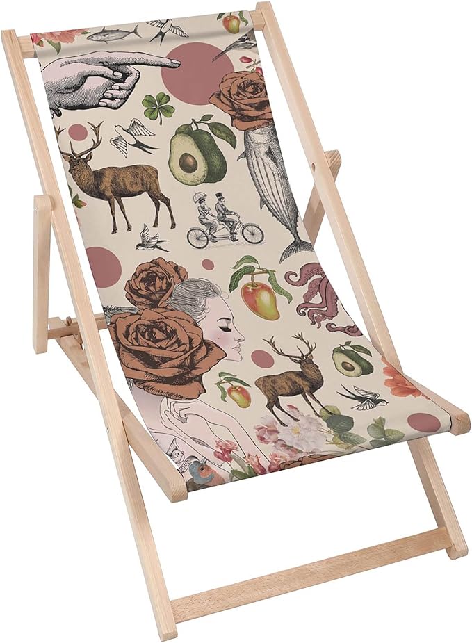 Wooden Deck Chair Vintage Collage