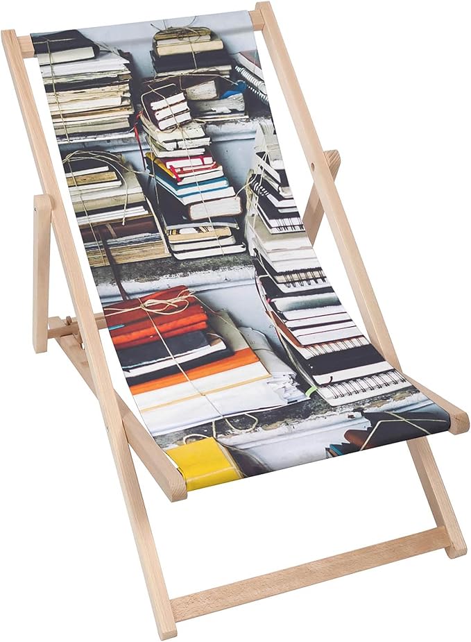 Wooden Deck Chair Retro Books