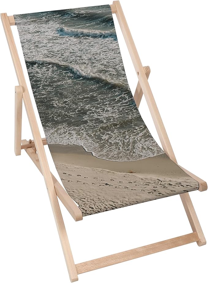 Vintage Wooden Deck Chair Calm Beach