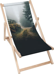 Vintage Wooden Deck Chair Foggy Landscape