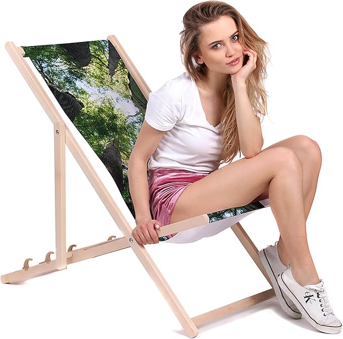 Vintage Wooden Deck Chair Trees