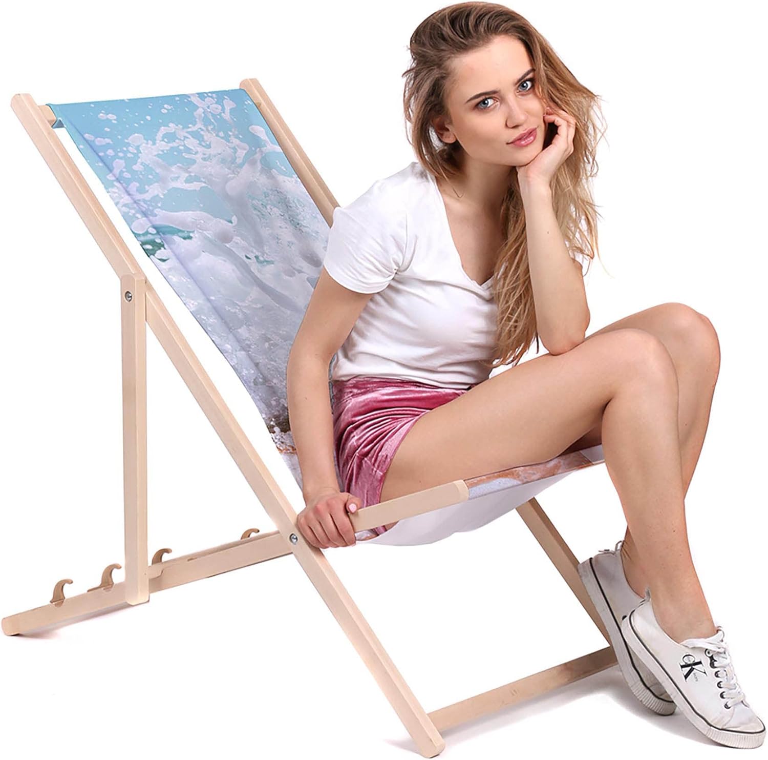 Vintage Wooden Deck Chair Ocean Water