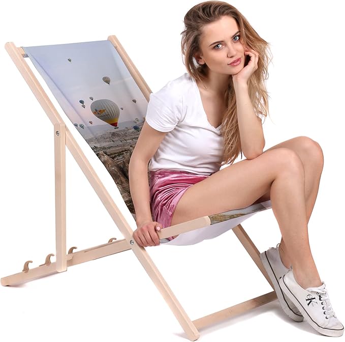 Vintage Wooden Deck Chair Balloon Flight