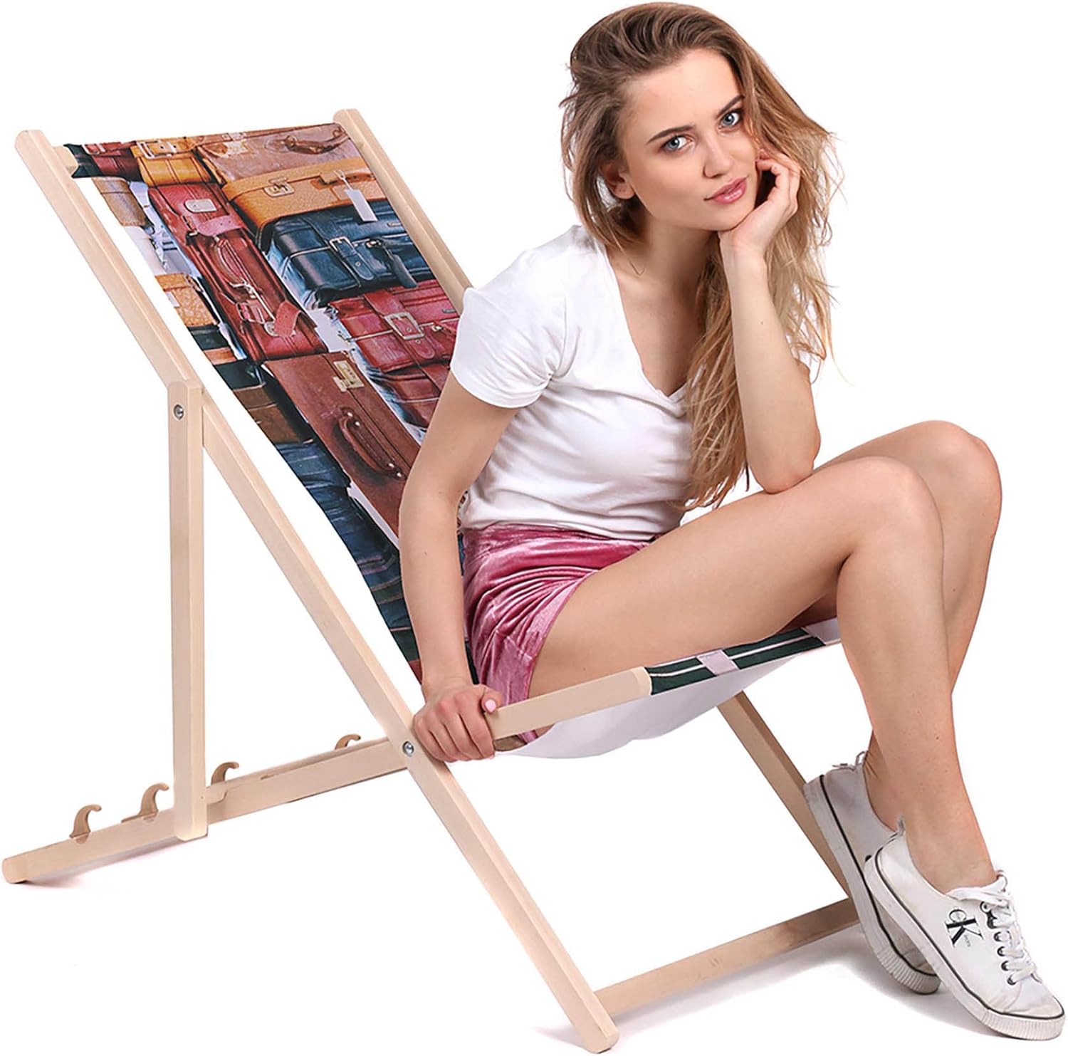 Vintage Wooden Deck Chair Luggages