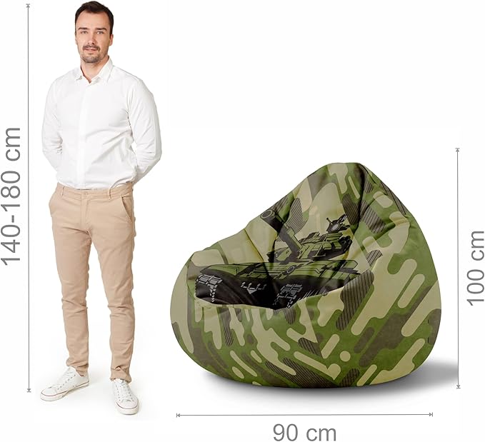 Paradise Sitzsack mit Fußhocker Military-Velvet
