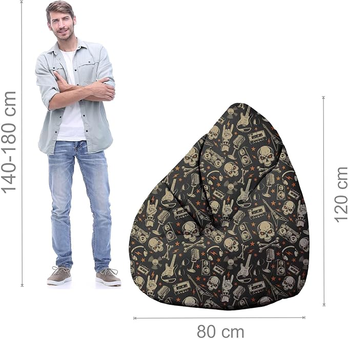 Pearshape Pouf with Footrest Skull