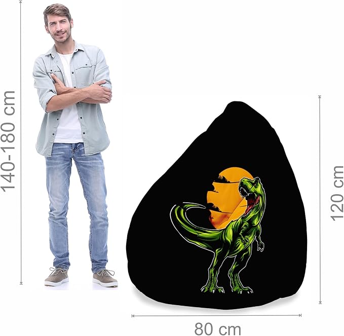 Pearshape Pouf with Footrest Wild Dinosaur