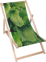 Vintage Wooden Deck Chair Big Green Leaves