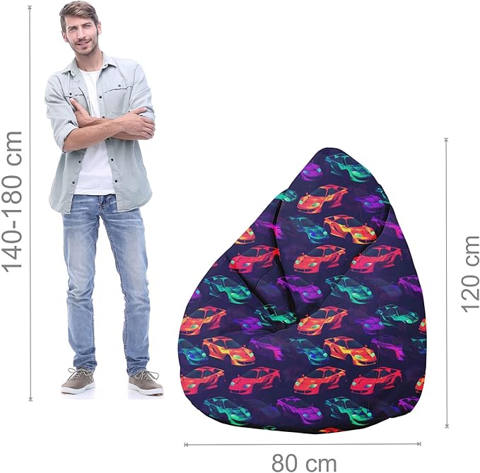 Pearshape Pouf with Footrest Cars-Oxford