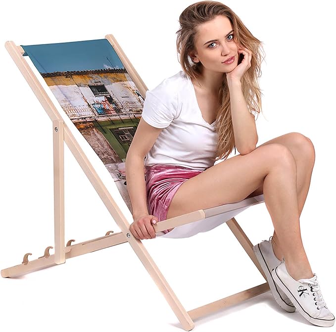 Vintage Wooden Deck Chair Pink Car