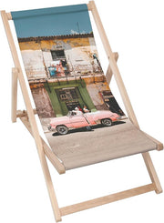 Vintage Wooden Deck Chair Pink Car