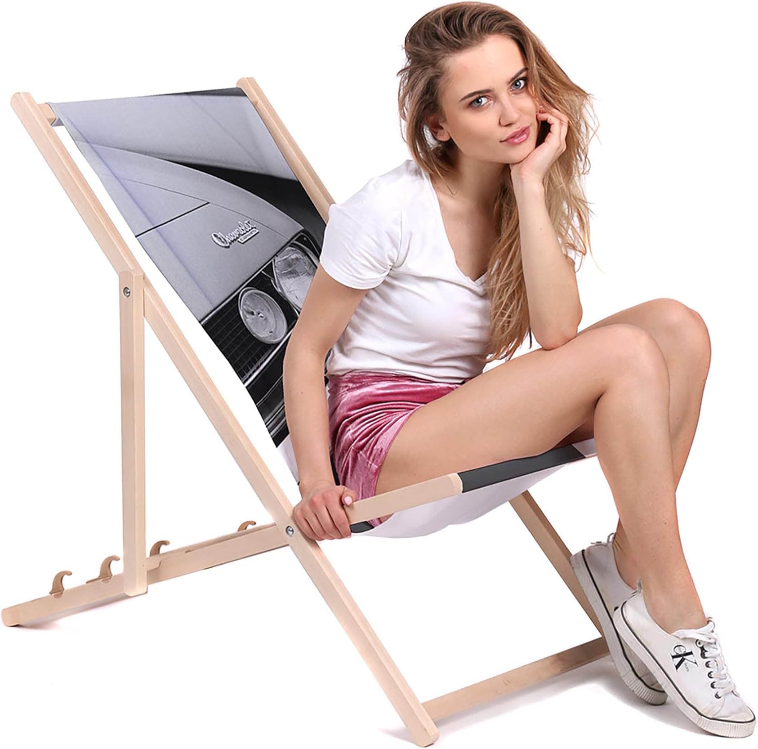 Wooden Deck Chair Retro Moto