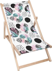 Vintage Wooden Deck Chair Abstract Leafy Circles