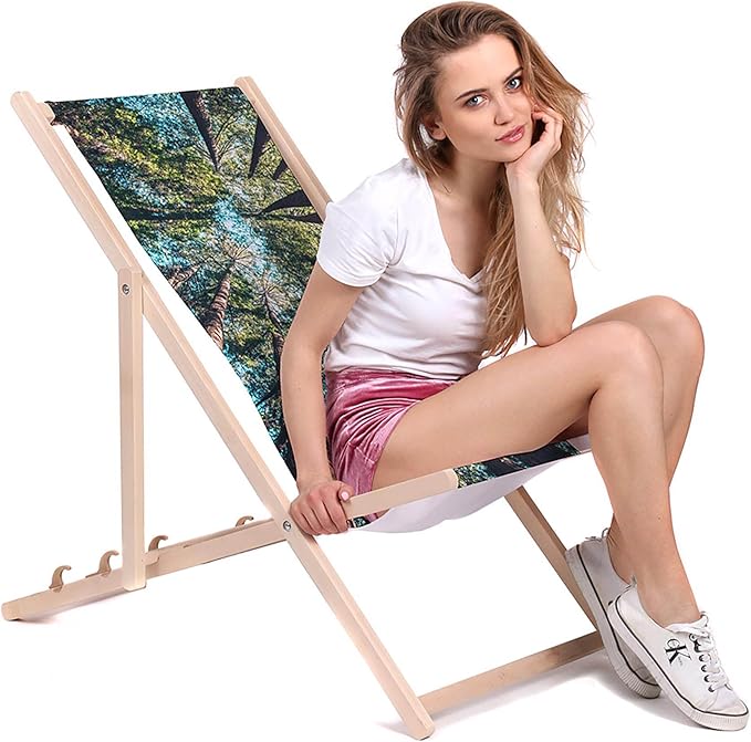 Vintage Wooden Deck Chair Tropical Forest