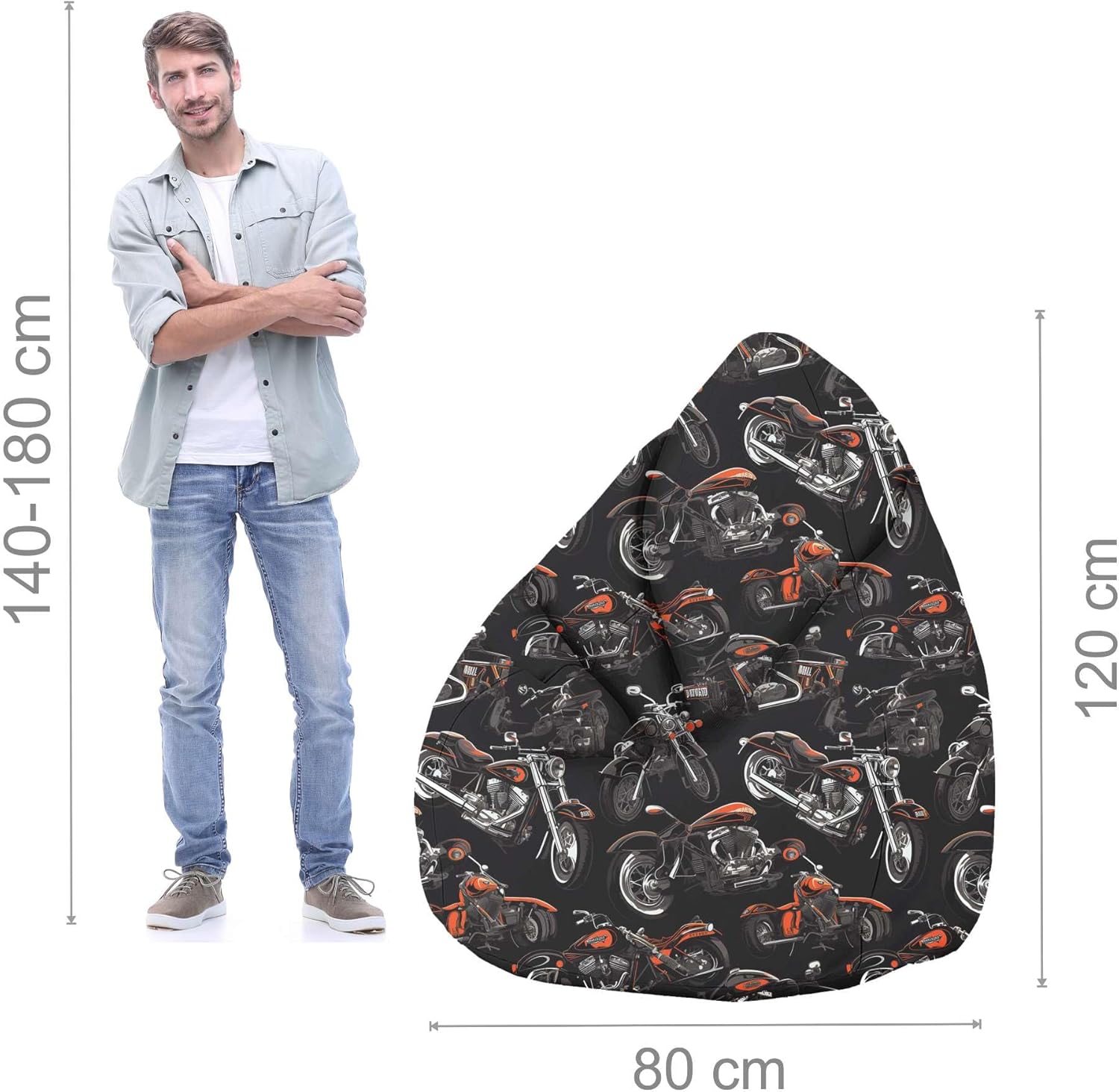 Pearshape Pouf with Footrest Motorcycle
