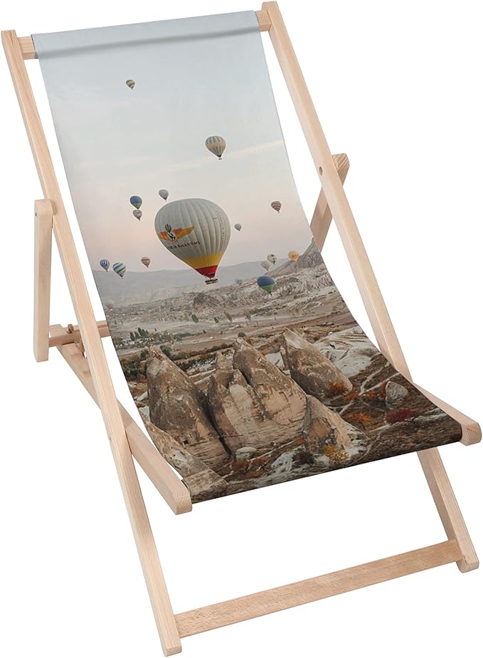 Vintage Wooden Deck Chair Balloon Flight