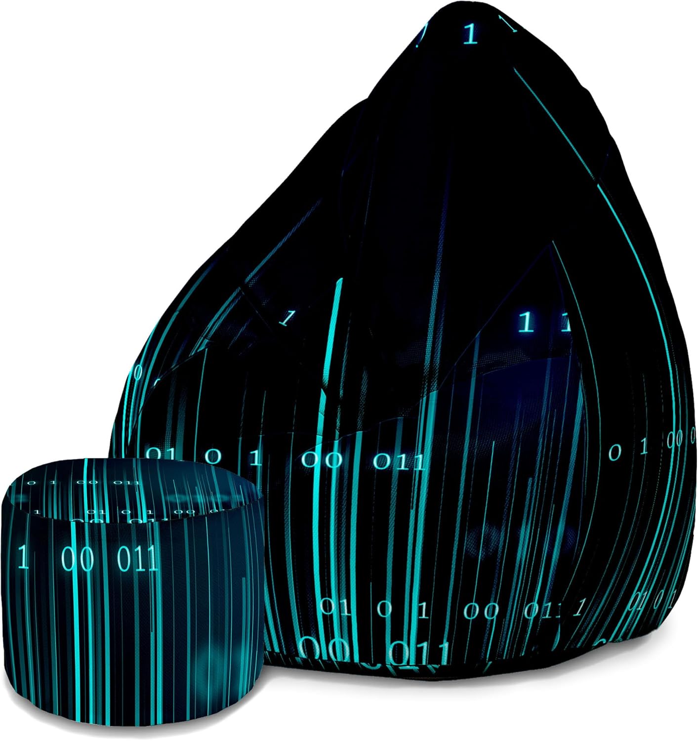 Puf Pearshape s podnožkou Binary Code-Oxford