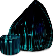 Pearshape Pouf with Footrest Binary Code-Velvet