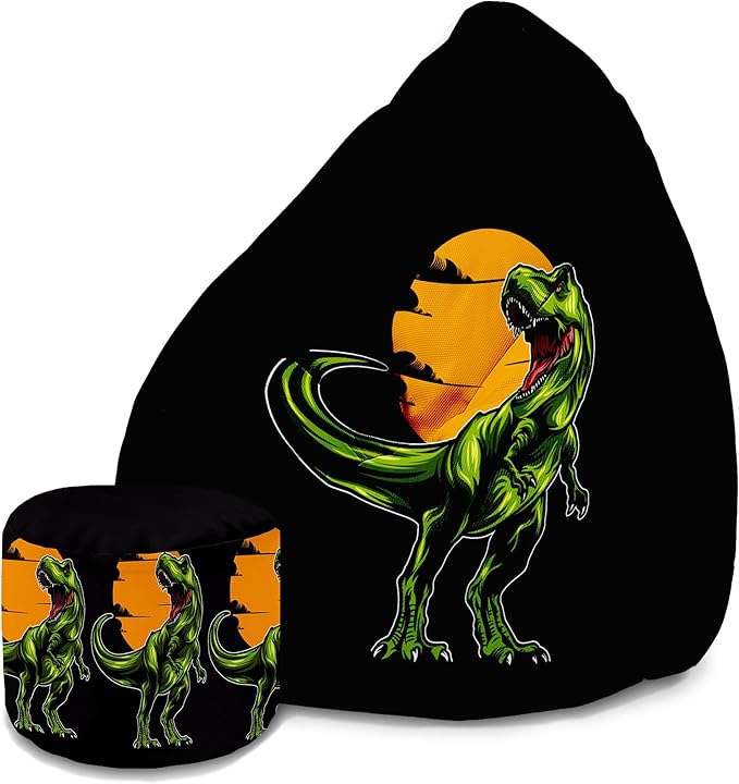 Pearshape Pouf with Footrest Wild Dinosaur