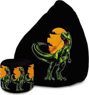 Pearshape Pouf with Footrest Wild Dinosaur-Oxford