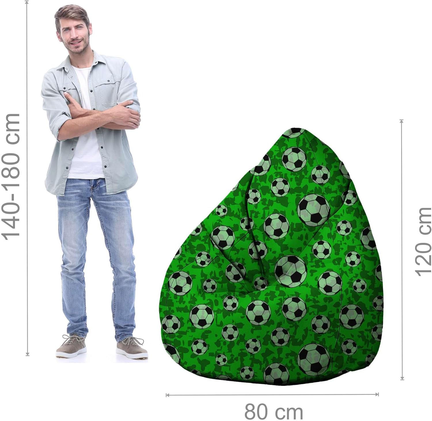 Pearshape Pouf with Footrest Soccer-Velvet