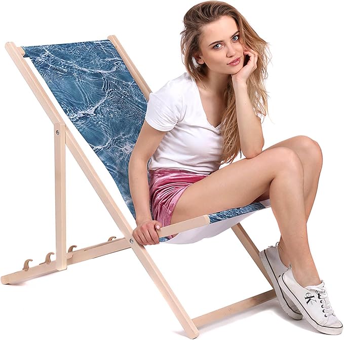 Vintage Wooden Deck Chair Crystal Water