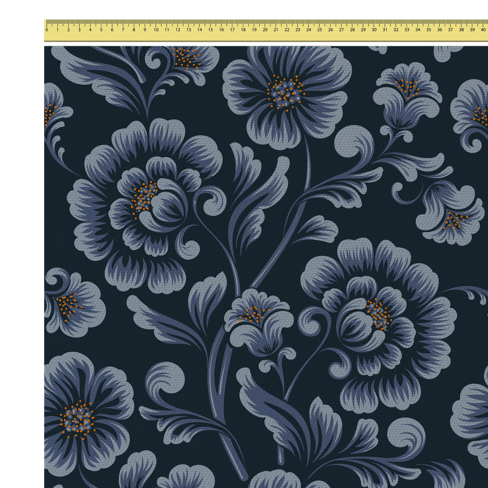 Dark Blue Flowers-Panama