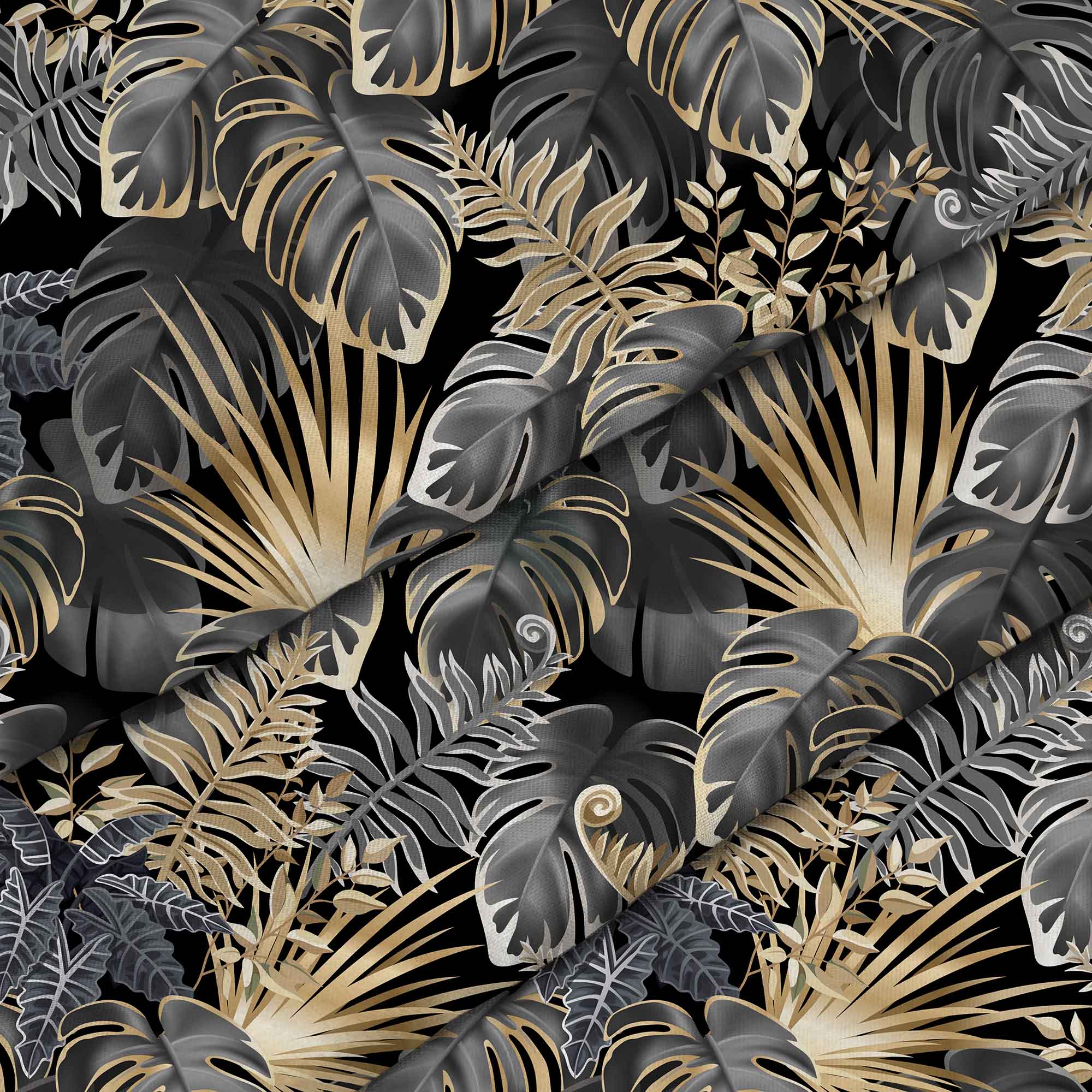 Dark Gold Leaves-Tablecloth Fabric