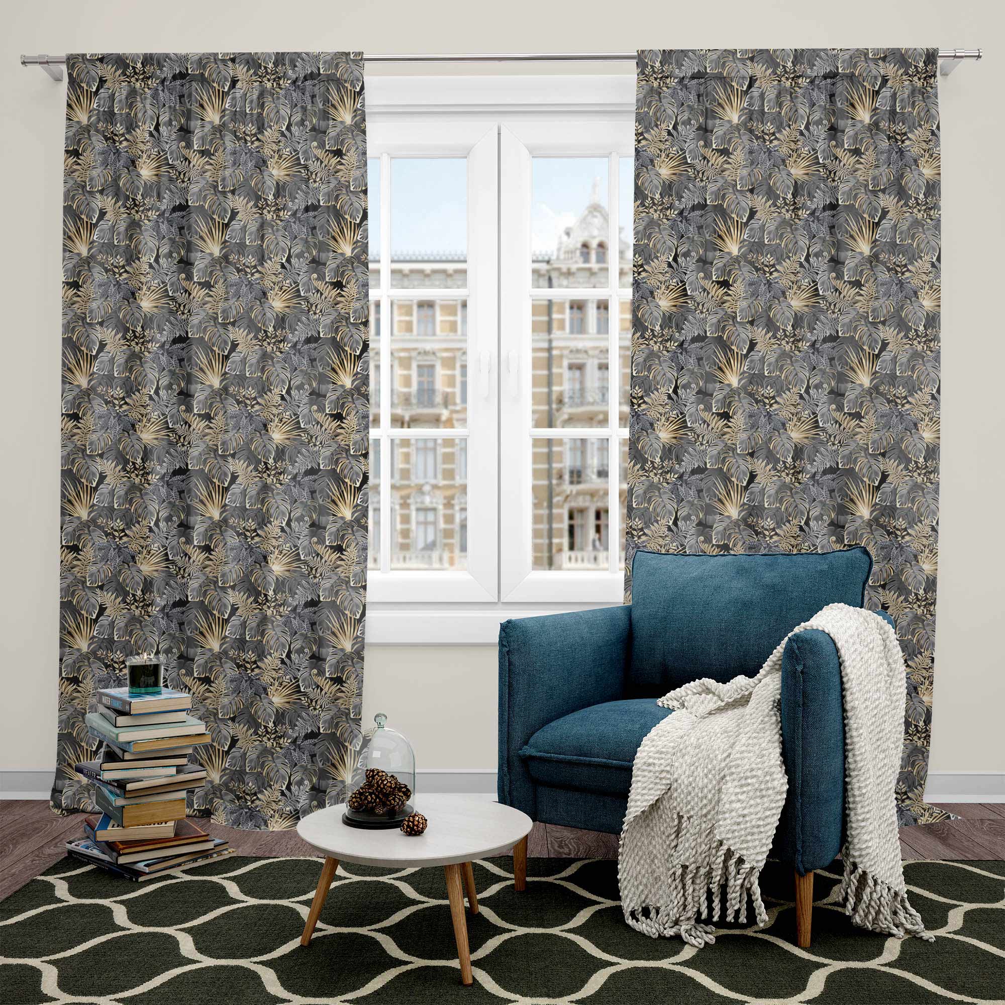 Dark Gold Leaves-Tablecloth Fabric