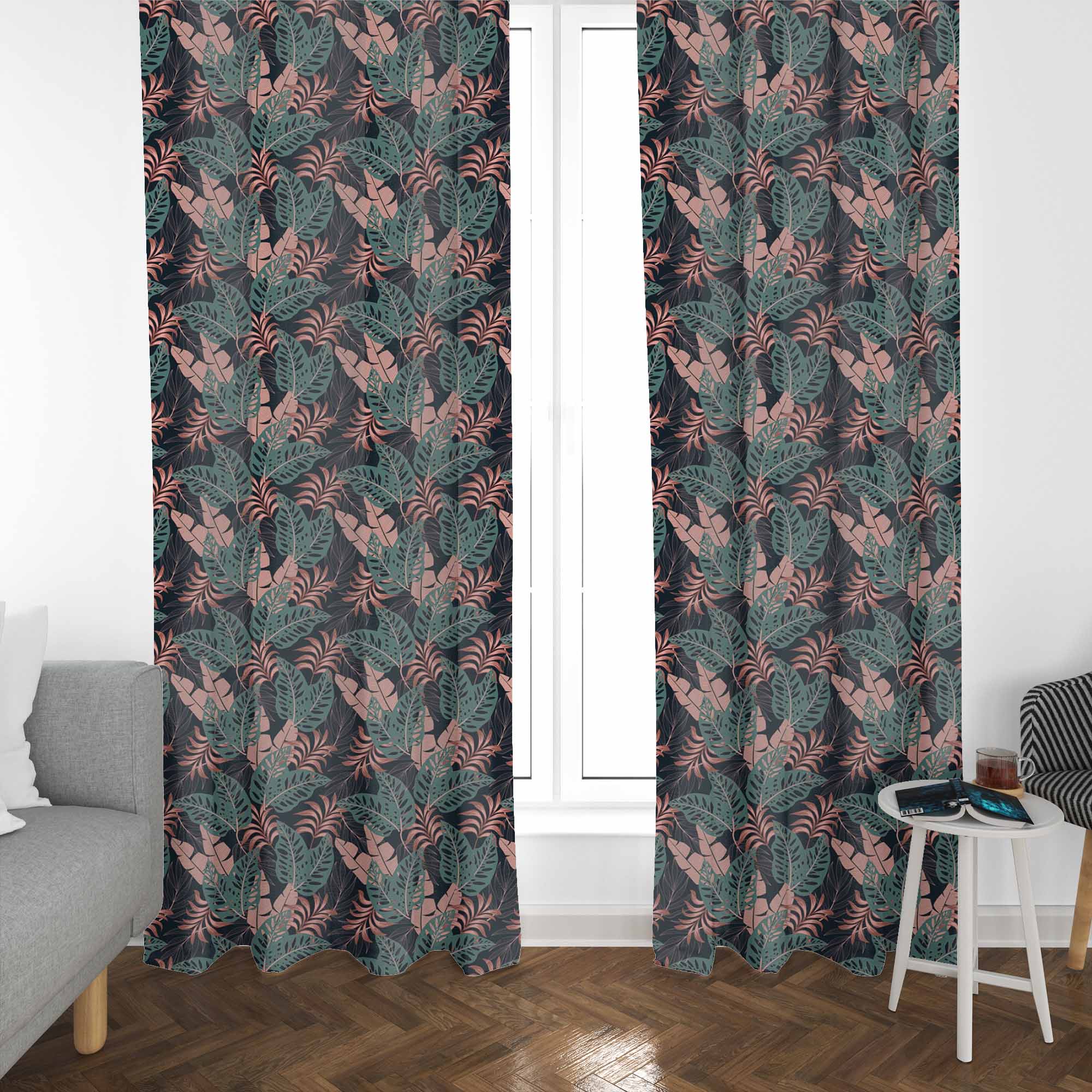 Tropical Dark Pink and Green Leaves-Velvet
