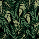 Tropical Dark Green Leaves-Flat Microfiber