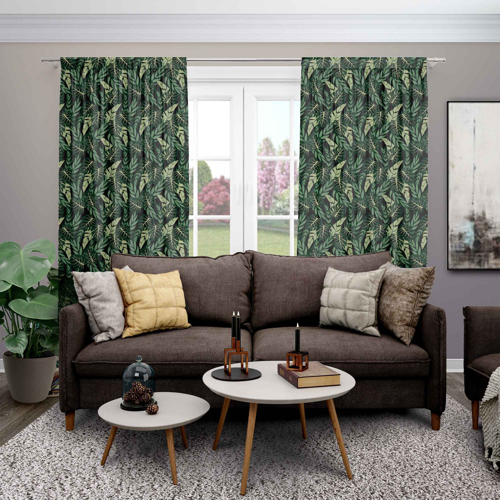 Tropical Dark Green Leaves-Velvet