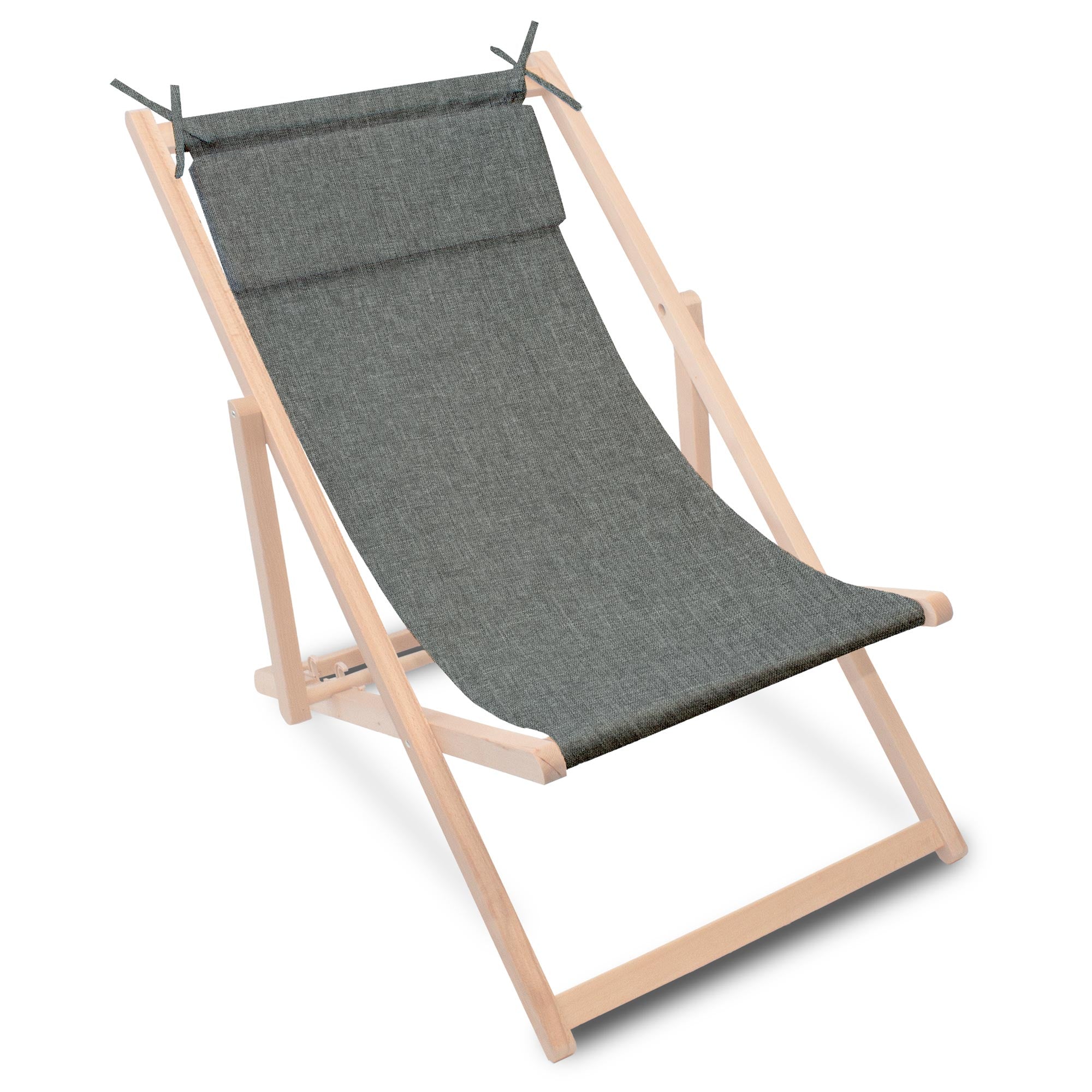Wooden deck chair with cushion Linen imitation Star Dust-S