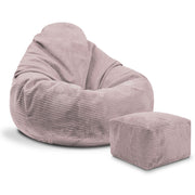 Paradise Pouf with Footstool Silver Pink-M