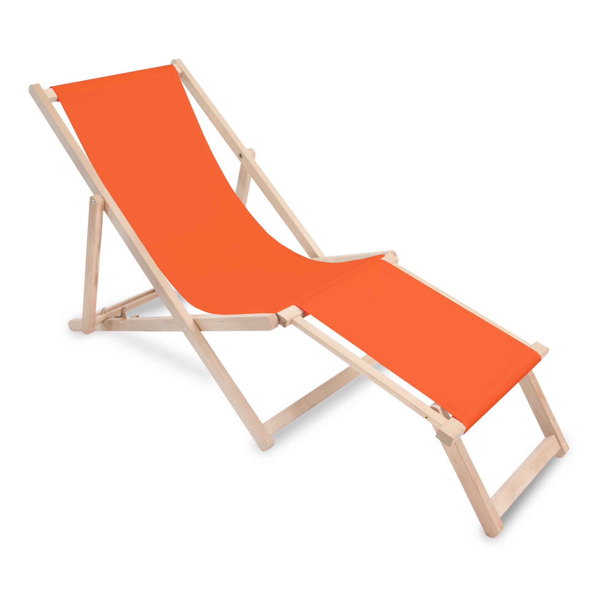 Wooden deck chair with footrest Orange