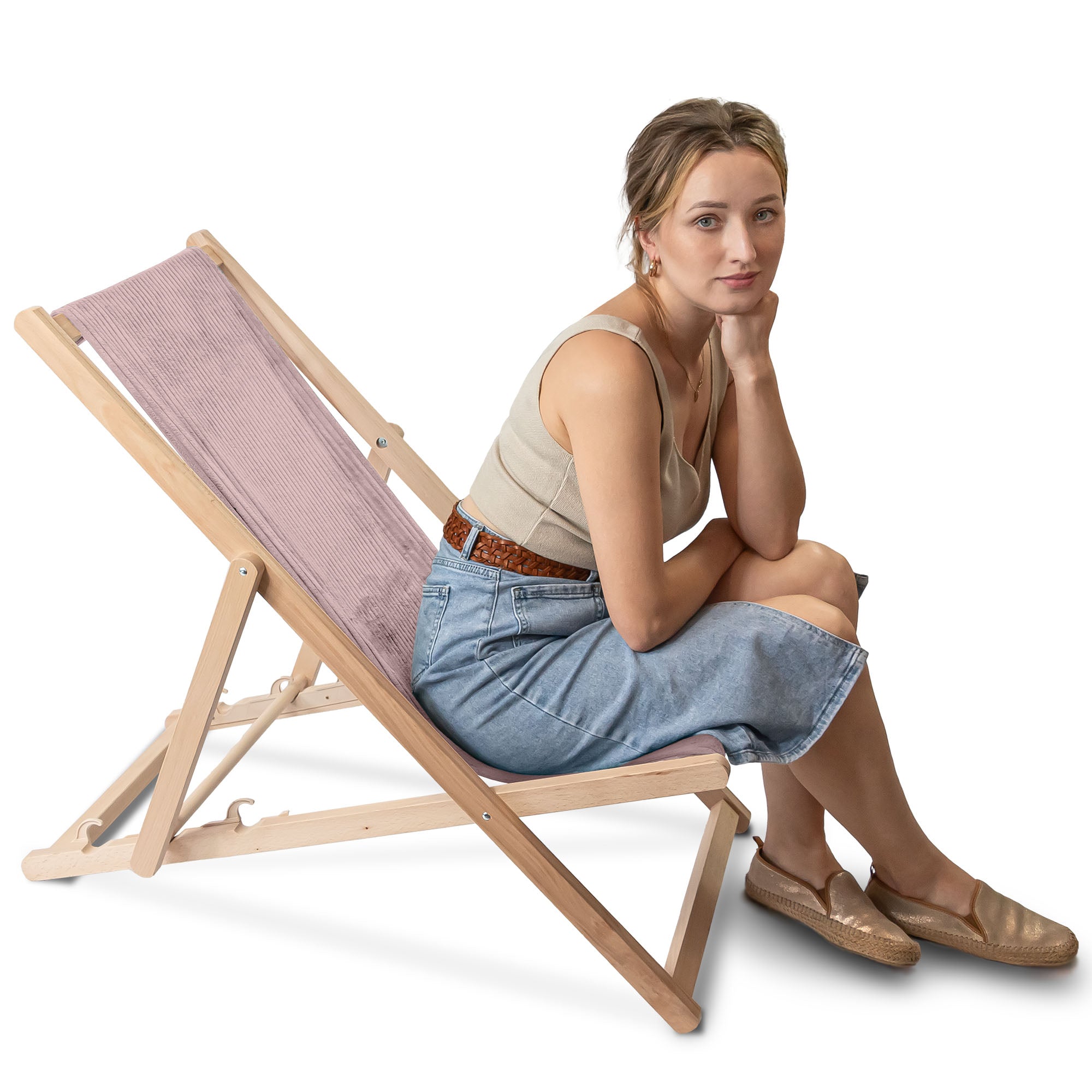 Wooden Deck Chair Lincoln Silver Pink