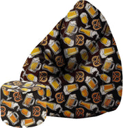 Pearshape Pouf with Footrest Beer And Pretzels