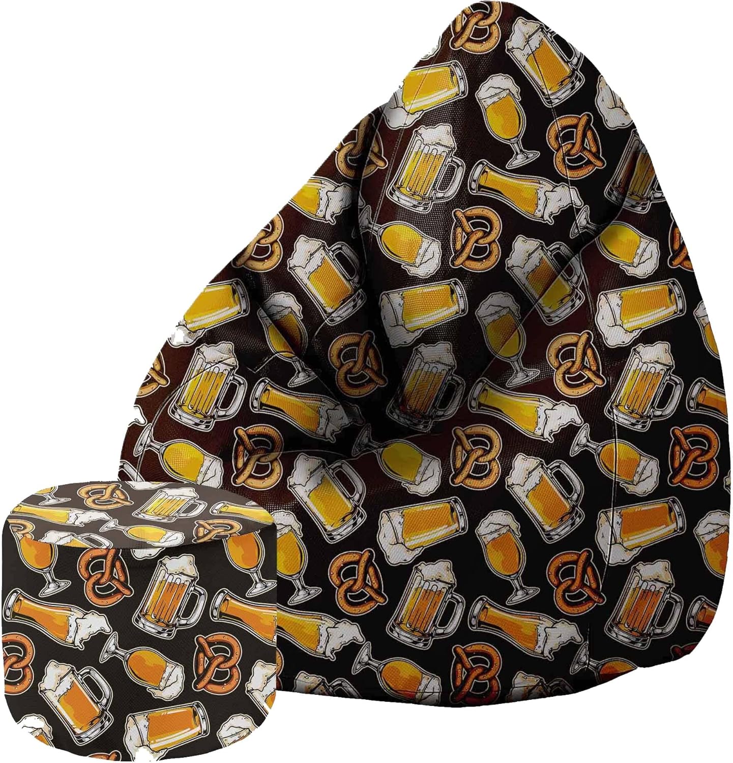 Pearshape Pouf with Footrest Beer And Pretzels-Velvet