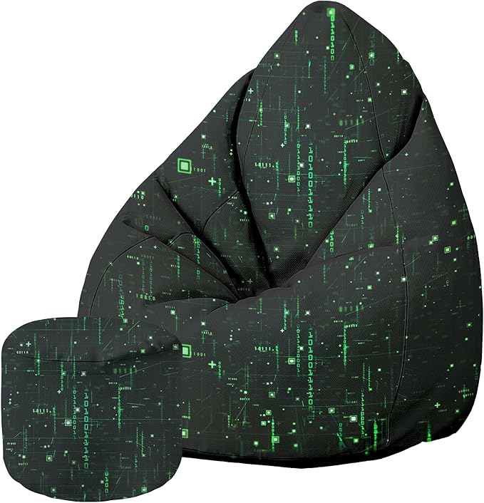 Puf Pearshape s podnožkou Cyberpunk
