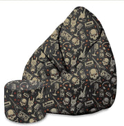 Pearshape Pouf with Footrest Skull