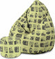 Pearshape Pouf with Footrest Petrol Color-Velvet