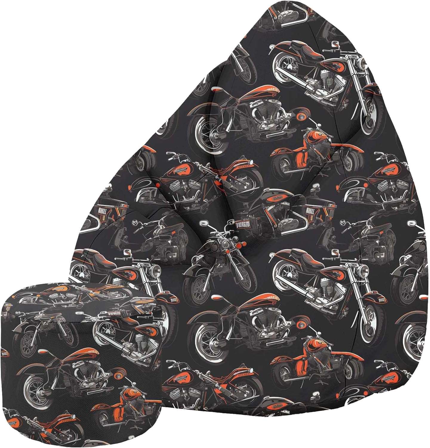 Pearshape Pouf with Footrest Motorcycle-Velvet